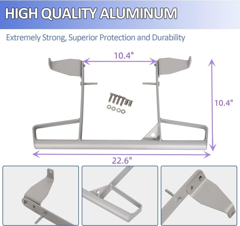 ECOTRIC Rear Wide Grab Bar Compatible with 2006-2024 Yamaha Raptor 700 700R Rear Bumper Aluminum Silver - Image 3